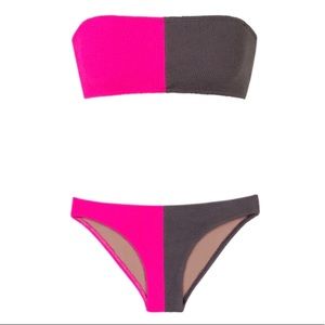 NWT Ribbed Bandeau Bikini Set
